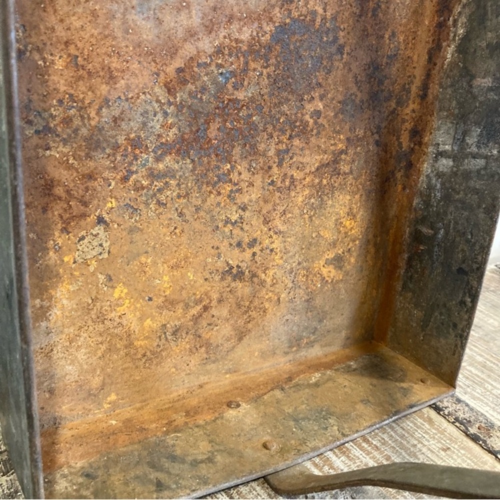 Industrial Distressed Tool Box Metal Tray Metal With Handle Rustic Farmhouse - Picture 12 of 16